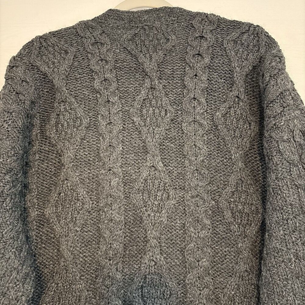 LL Bean Men Gray/Blue Cardigan sweater button up‎ 100% Wool Outdoors Large - Picture 5 of 13